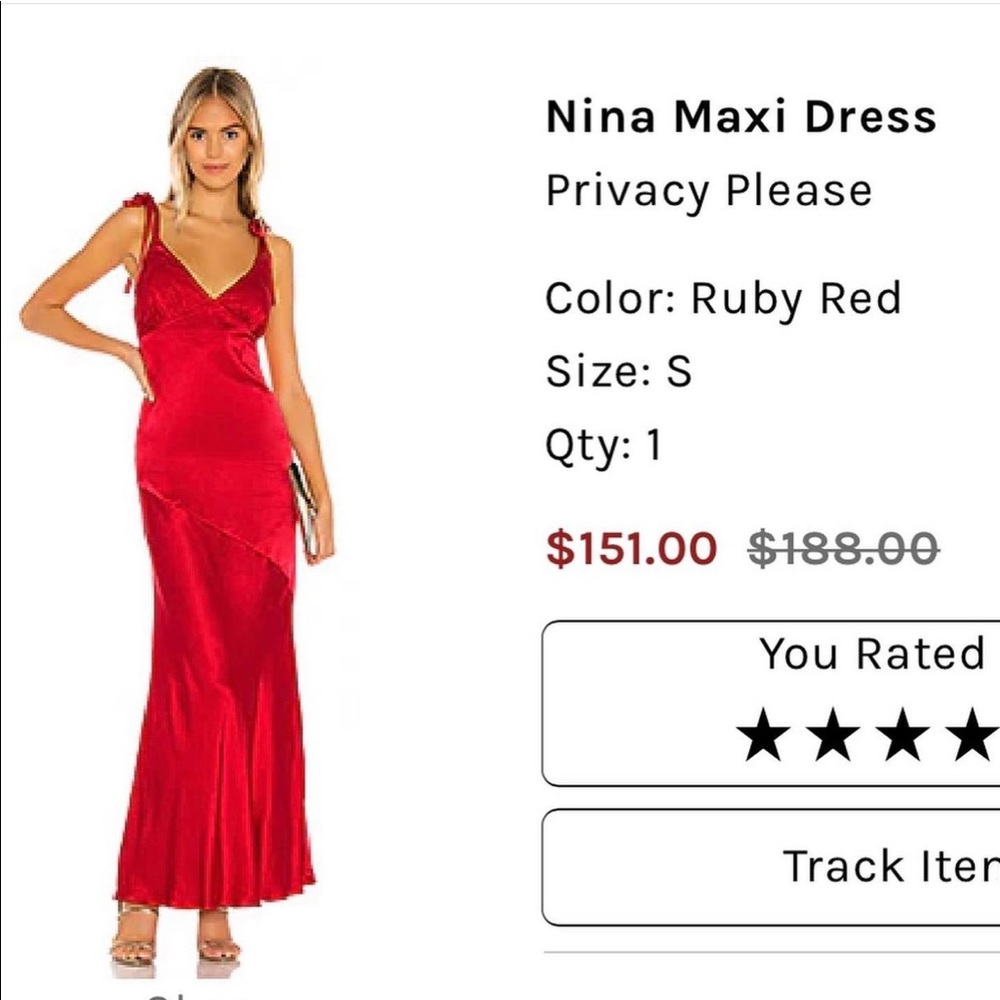 NWOT Privacy Please Red Satin Gown- NEVER BEEN WORN